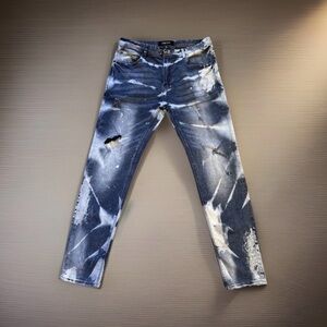AKOO Men's Jeans Size 32 Distressed
Bleached Splatter Skulk Slim
